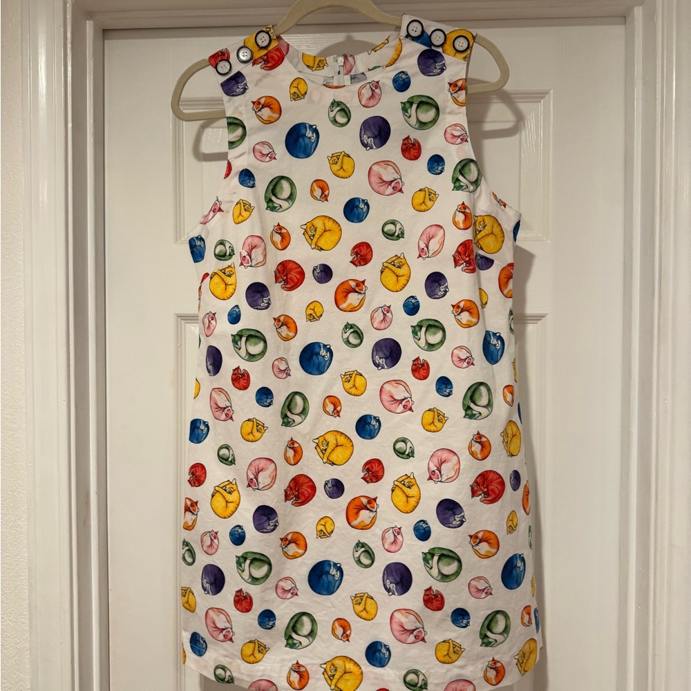 Modcloth Multicolor Polka Dot Cat Print Sheath Dress
